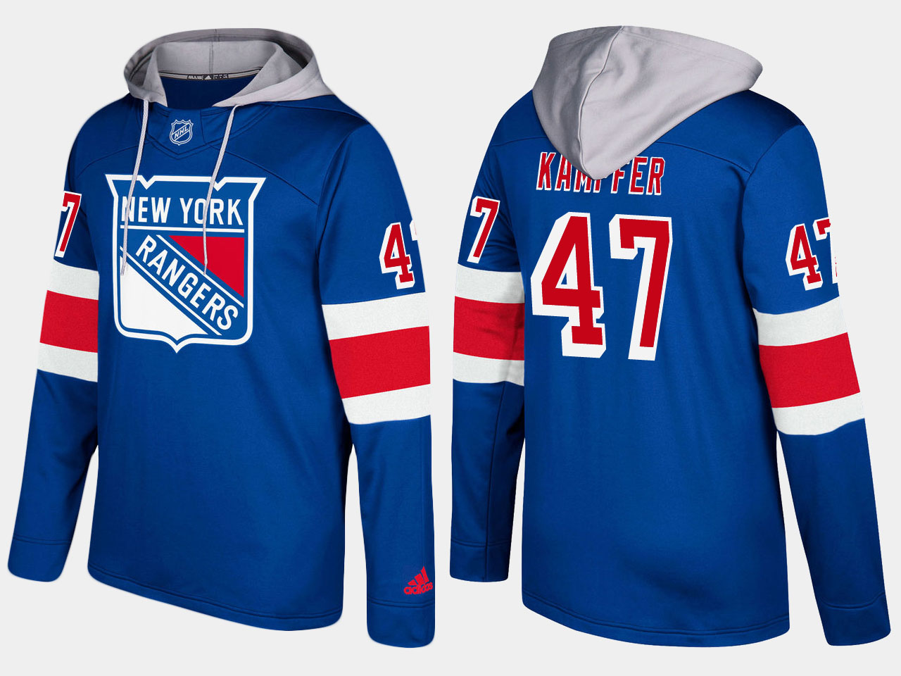 Men NHL New York rangers 47 steven kampfer blue hoodie